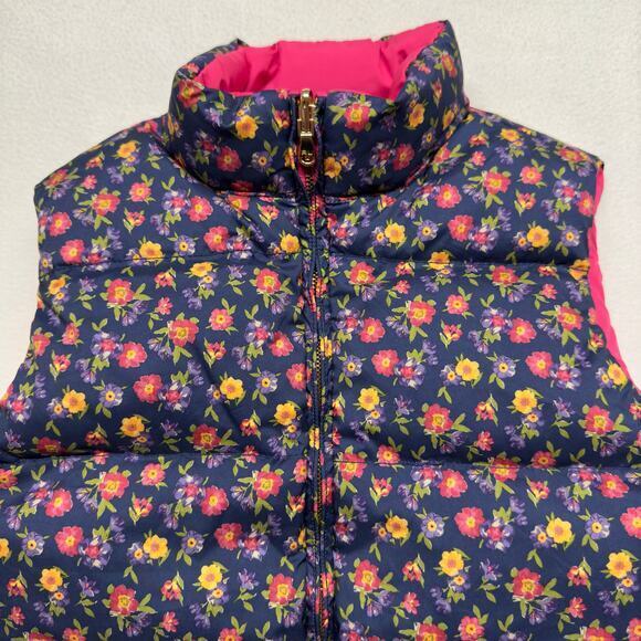 Ralph Lauren Girls‎ Large 12-14 Reversible Down Filled Puffer Vest Pink/Floral - Picture 6 of 9
